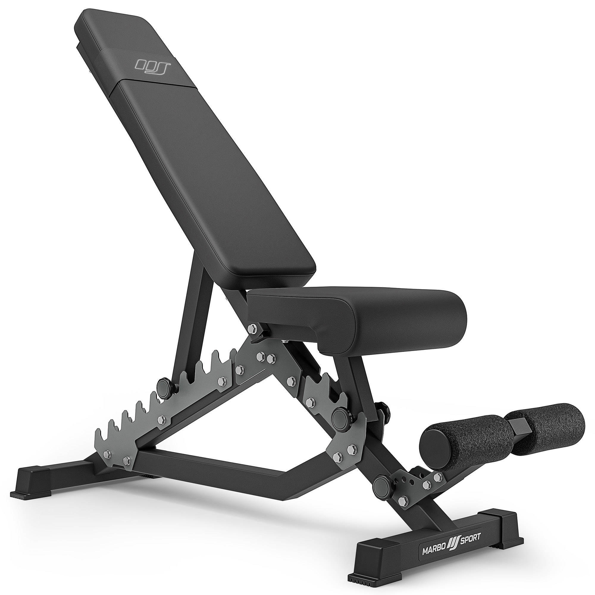 Set MS5_2.0_83KG, double-sided bench + adjustable stands Scott bench with  adjustable support + bar and weight plates set 83 kg - Marbo Sport Cast  iron 83 kg