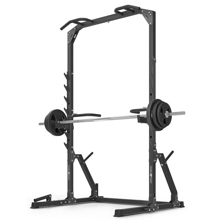 Squat half-rack with pull up bar with rack and dip station + landmine ...