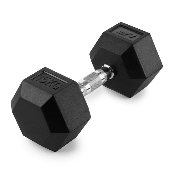 Rubber-coated HEX cast-iron dumbbell 15 kg - UpForm