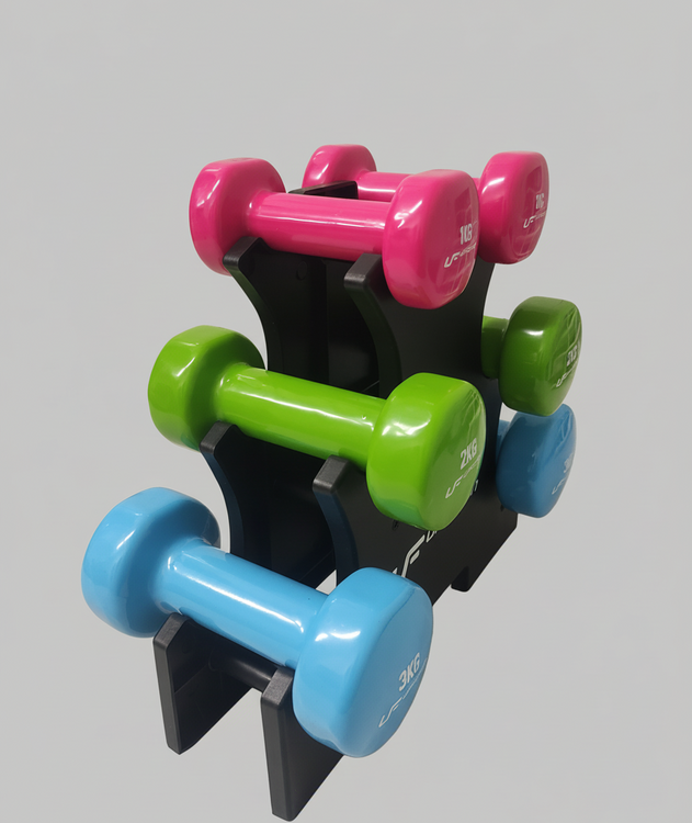 Vinyl fitness dumbbell set 12 kg with stand – UpForm