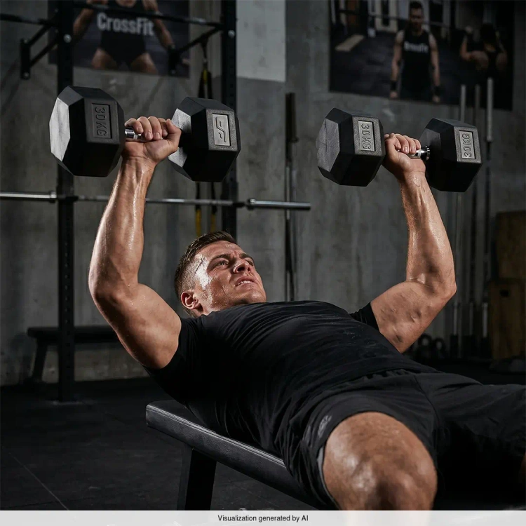 Rubber-coated HEX cast-iron dumbbell 15 kg - UpForm