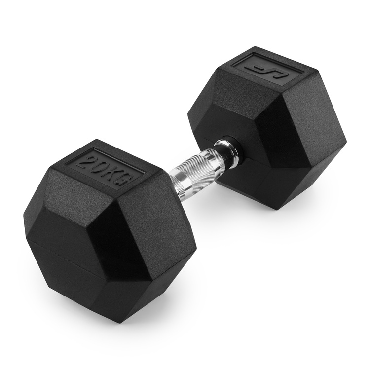 Rubber-coated HEX cast-iron dumbbell 20 kg - UpForm
