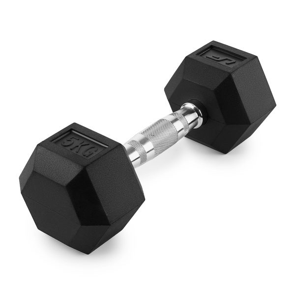 Rubber-coated HEX cast-iron dumbbell 5 kg - UpForm