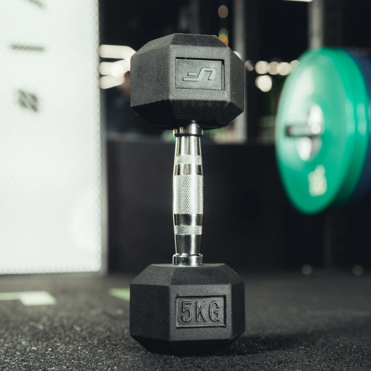 Rubber-coated HEX cast-iron dumbbell 5 kg - UpForm