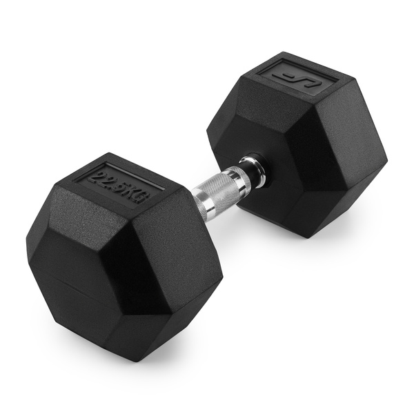 Rubber-coated HEX cast-iron dumbbell 22,5 kg - UpForm