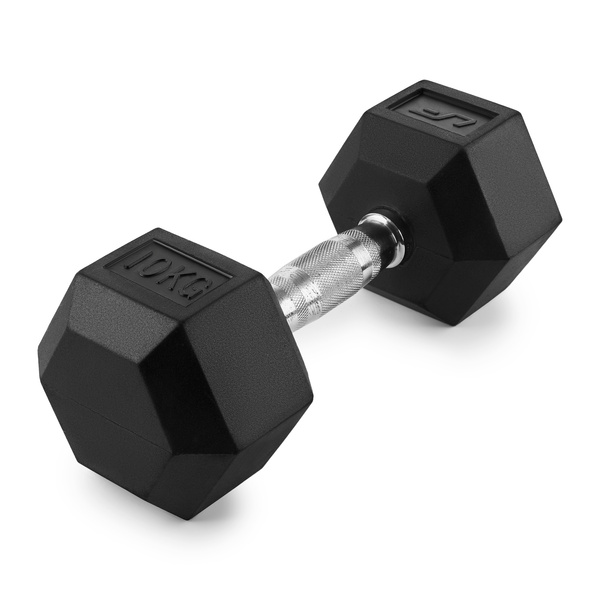 Rubber-coated HEX cast-iron dumbbell 10 kg - UpForm
