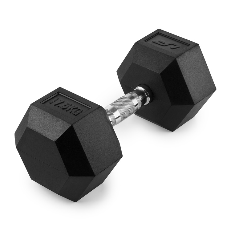 Rubber-coated HEX cast-iron dumbbell 17,5 kg - UpForm